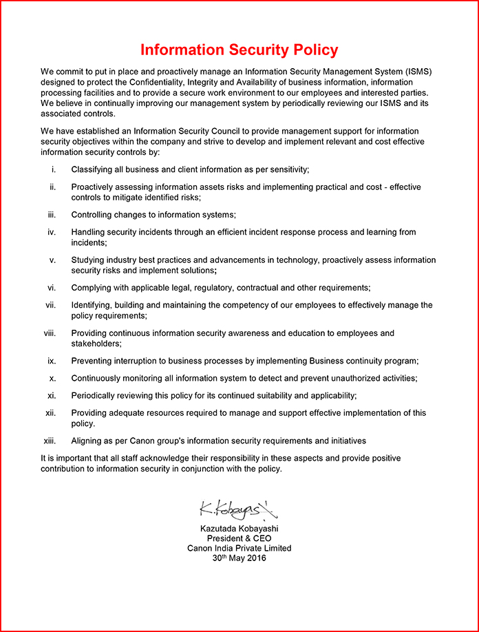 Data Handling Policy Template